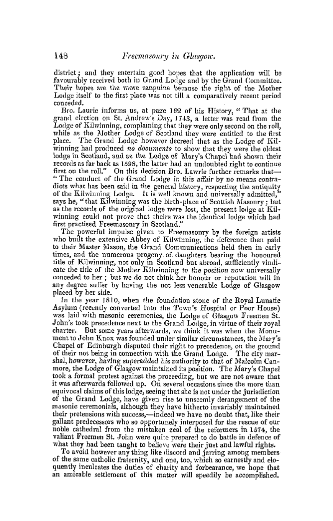 The Freemasons' Quarterly Review: 1849-06-30 - Freemasonry In Glasgow.