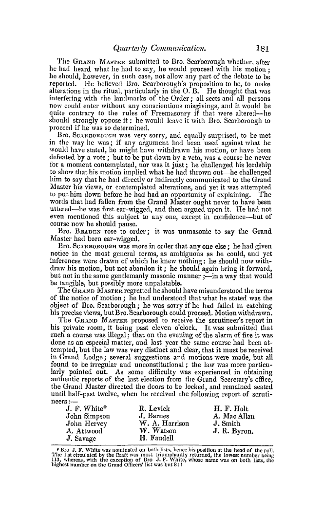 The Freemasons' Quarterly Review: 1849-06-30 - Reports.