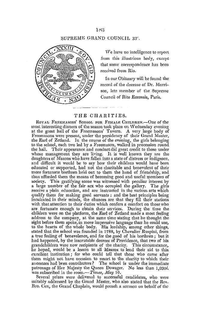 The Freemasons' Quarterly Review: 1849-06-30 - Supreme Grand Council 33°.