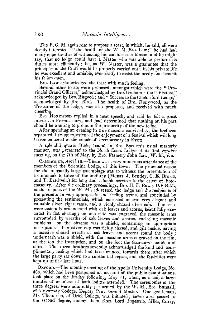 The Freemasons' Quarterly Review: 1849-06-30 - Provincial.