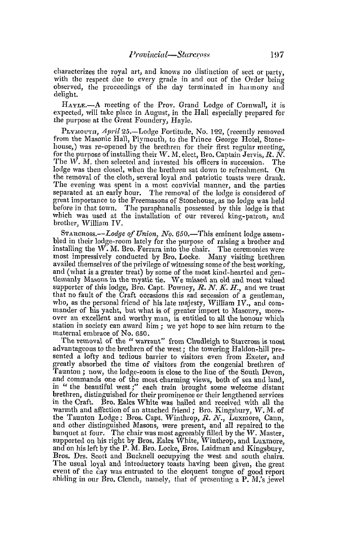 The Freemasons' Quarterly Review: 1849-06-30 - Provincial.