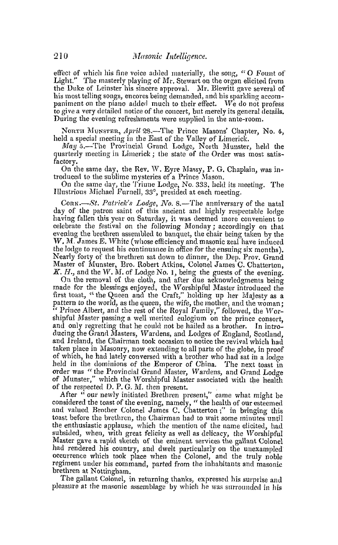 The Freemasons' Quarterly Review: 1849-06-30 - Ireland.