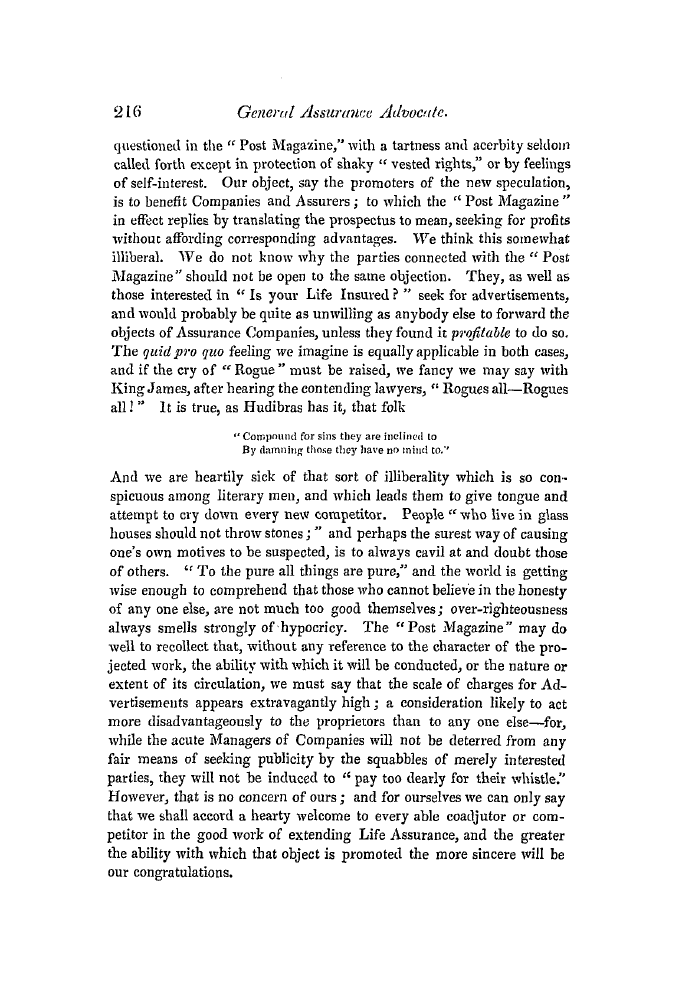 The Freemasons' Quarterly Review: 1849-06-30 - " Is Your Life Insured ? "