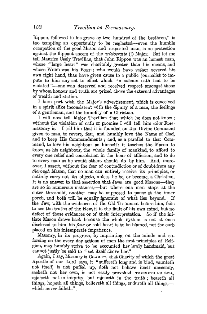 The Freemasons' Quarterly Review: 1850-06-29 - Trevilian On Freemasonry.