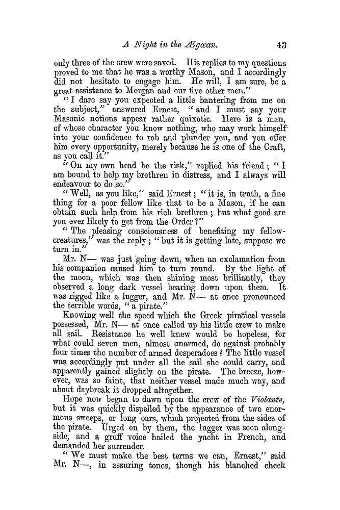 The Freemasons' Quarterly Review: 1852-03-31 - A Night In The Ægæan.*