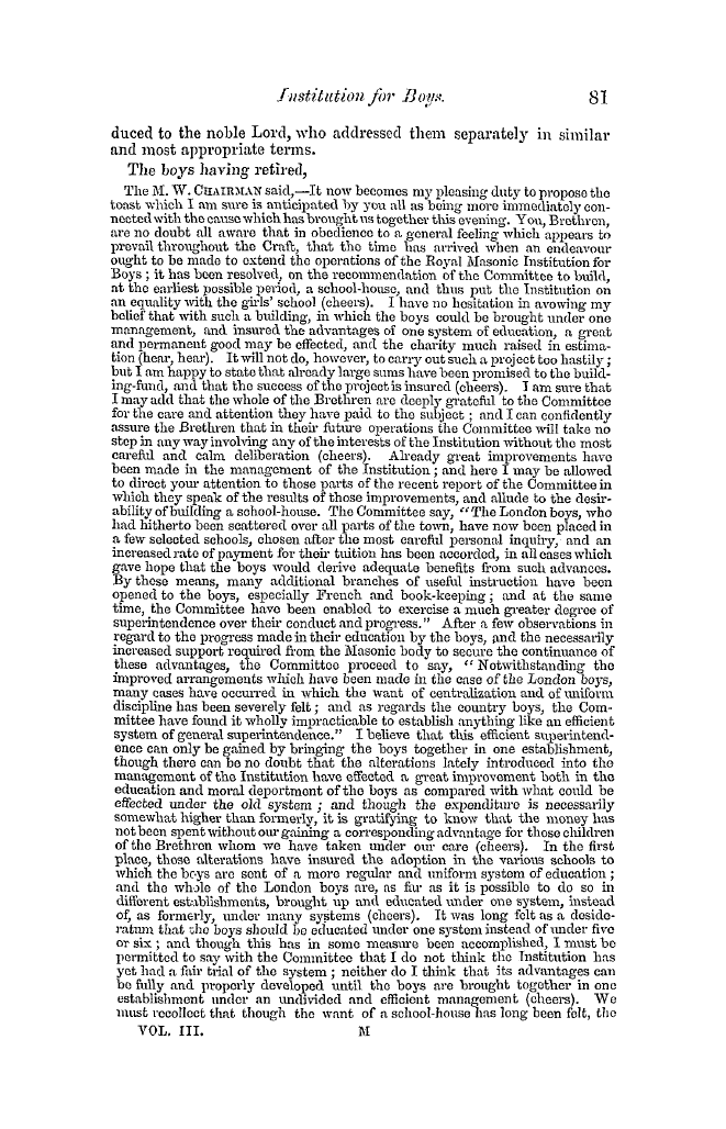 The Freemasons' Quarterly Review: 1852-03-31 - Royal Masonic Institution For Boys.