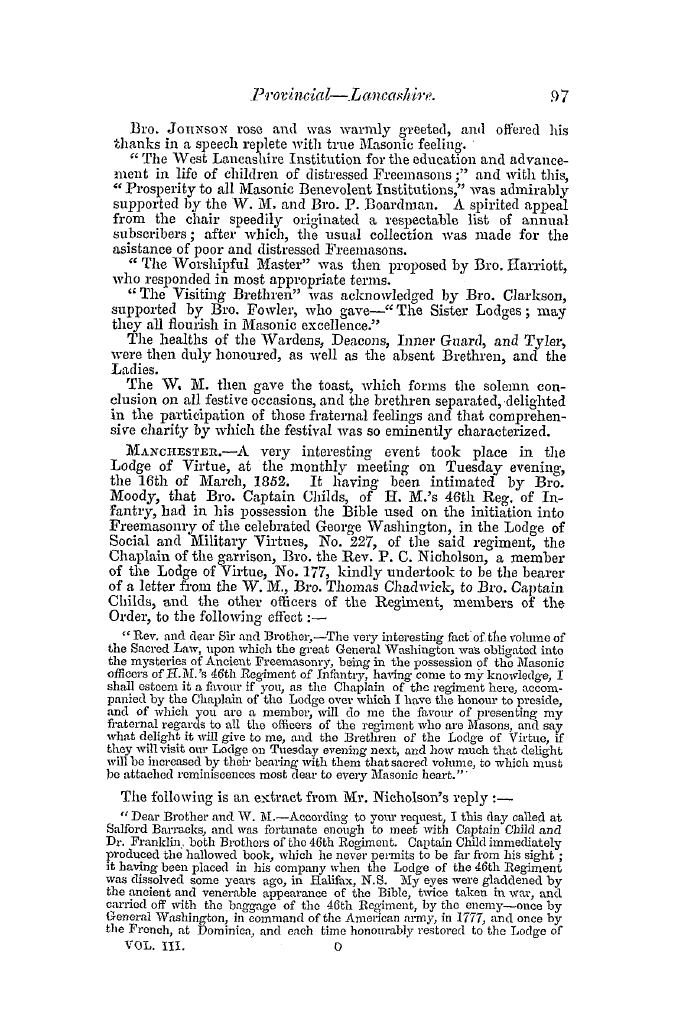 The Freemasons' Quarterly Review: 1852-03-31 - Provincial.