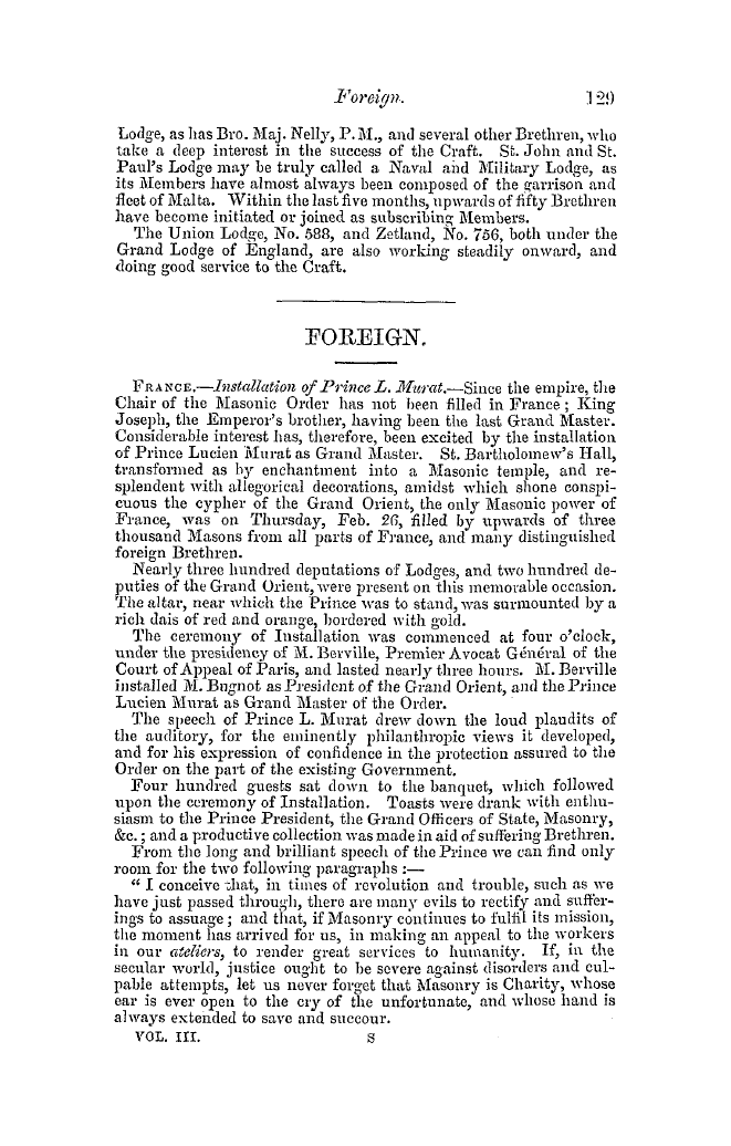 The Freemasons' Quarterly Review: 1852-03-31 - Foreign.