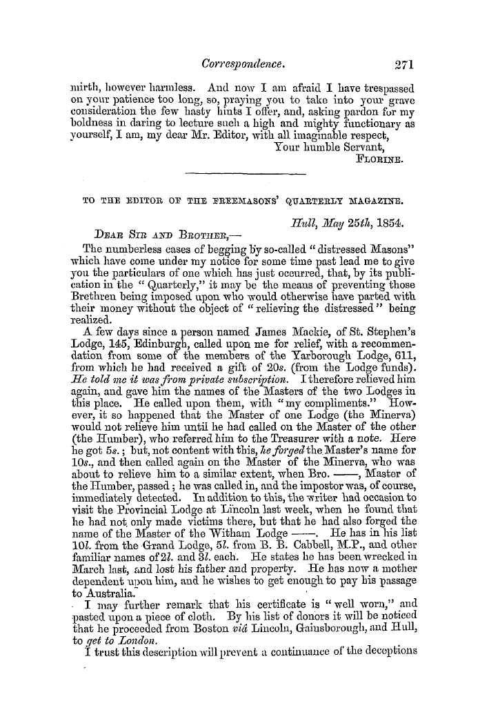 The Freemasons' Quarterly Review: 1854-06-30 - The Masonry Of Flowers.