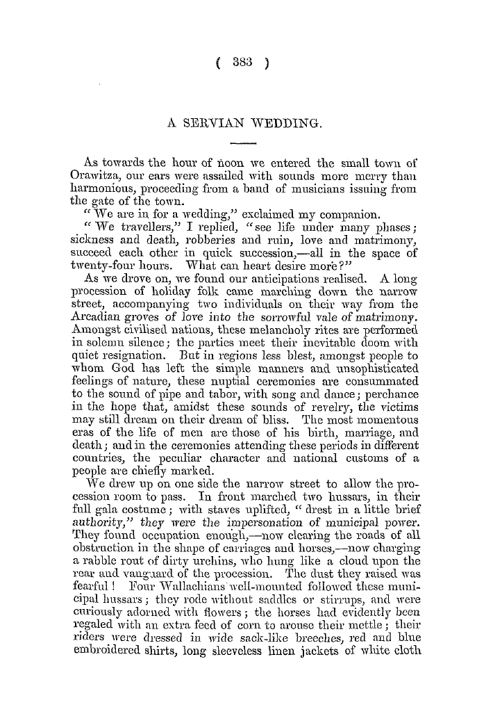 The Freemasons' Quarterly Review: 1854-09-30 - A Servian Wedding.