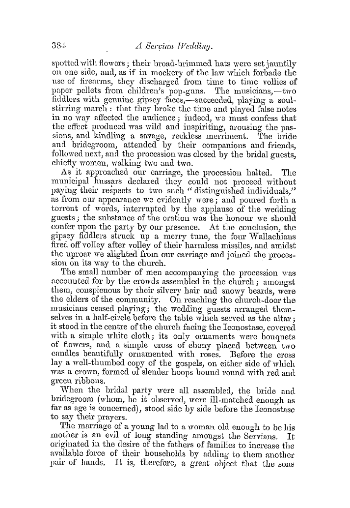 The Freemasons' Quarterly Review: 1854-09-30 - A Servian Wedding.