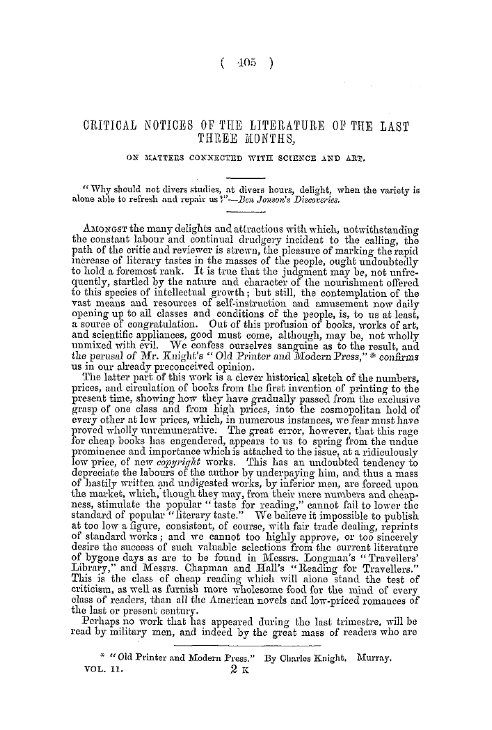 The Freemasons' Quarterly Review: 1854-09-30 - Critical Notices Of The Literature Of The Last Three Months,