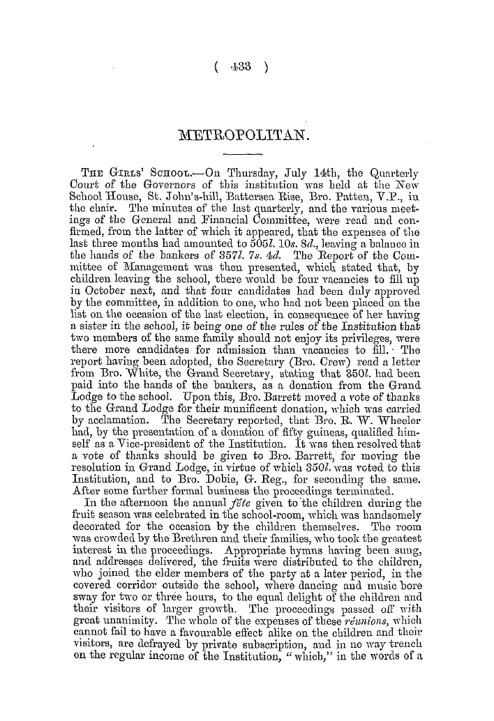 The Freemasons' Quarterly Review: 1854-09-30 - Metropolitan.