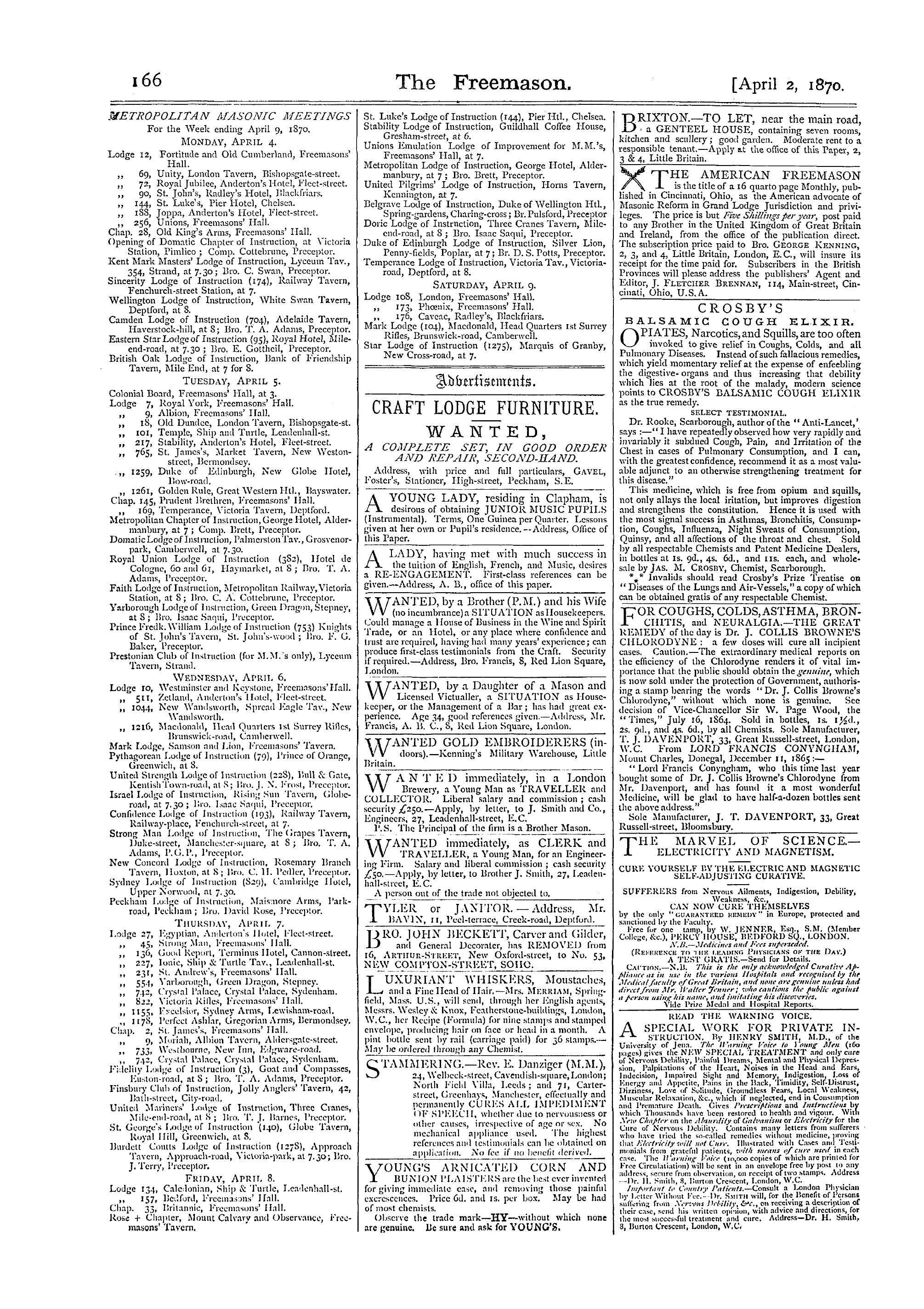 The Freemason: 1870-04-02 - Ad01217