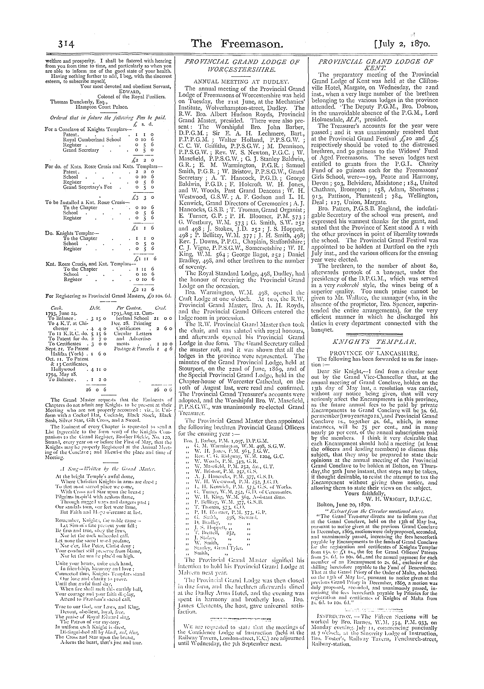 The Freemason: 1870-07-02 - Provincial Grand Lodge Of Kent.