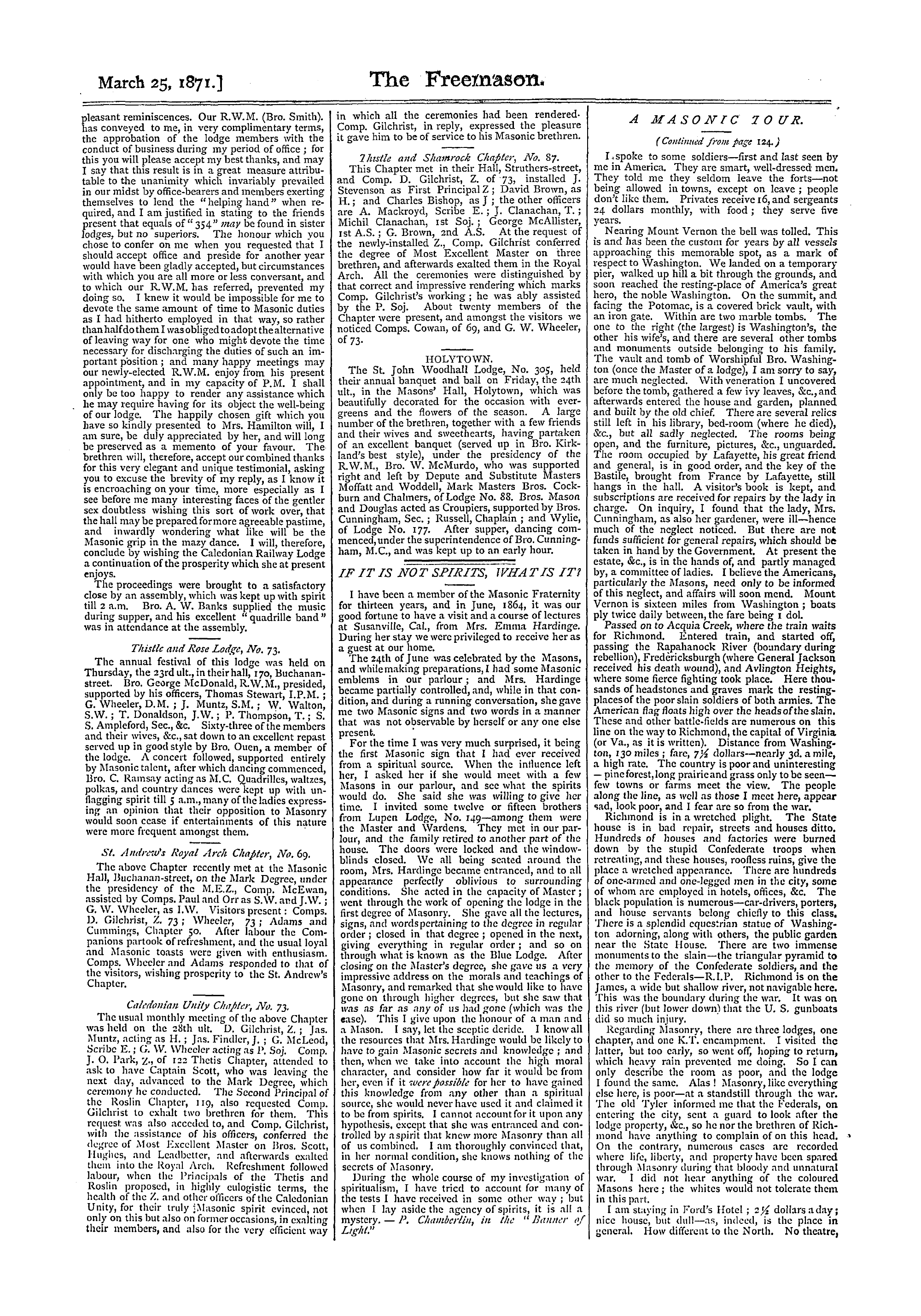 The Freemason: 1871-03-25 - Scotland.