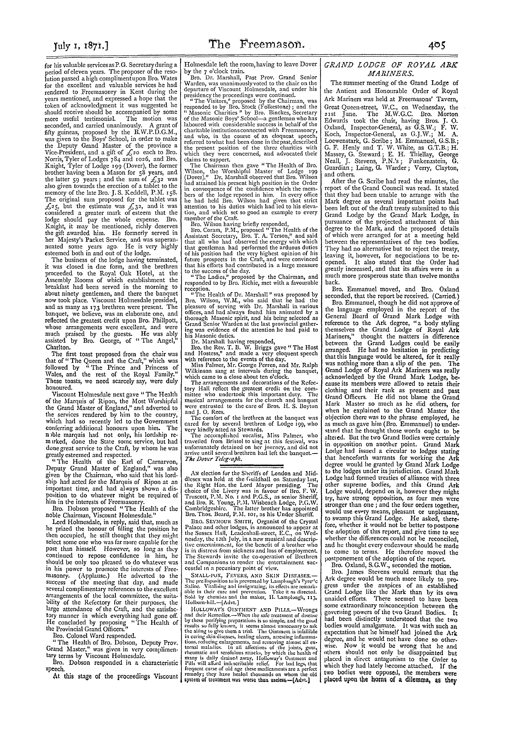 The Freemason: 1871-07-01 - Provincial Grand Lodge Of Kent.