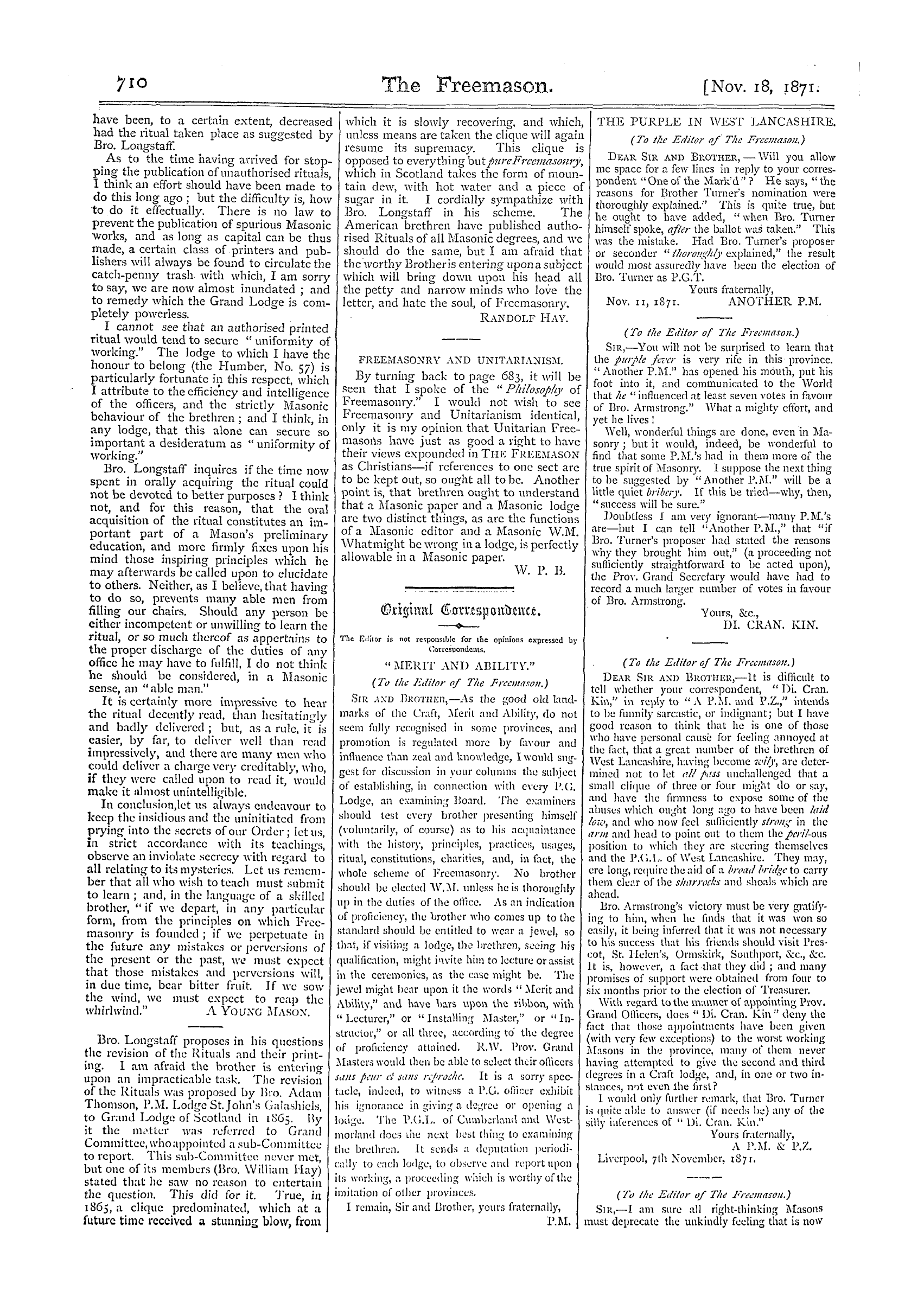 The Freemason: 1871-11-18: 8