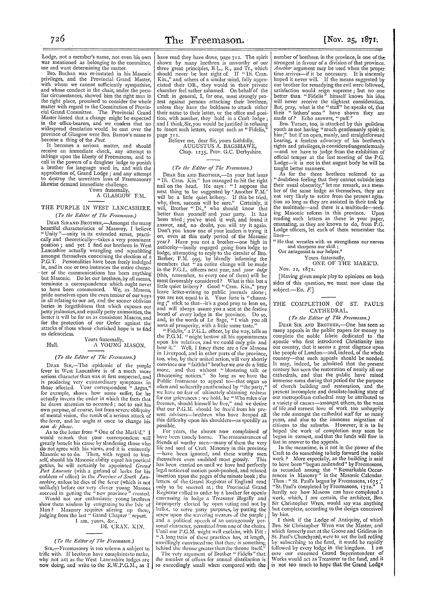 The Freemason: 1871-11-25: 8