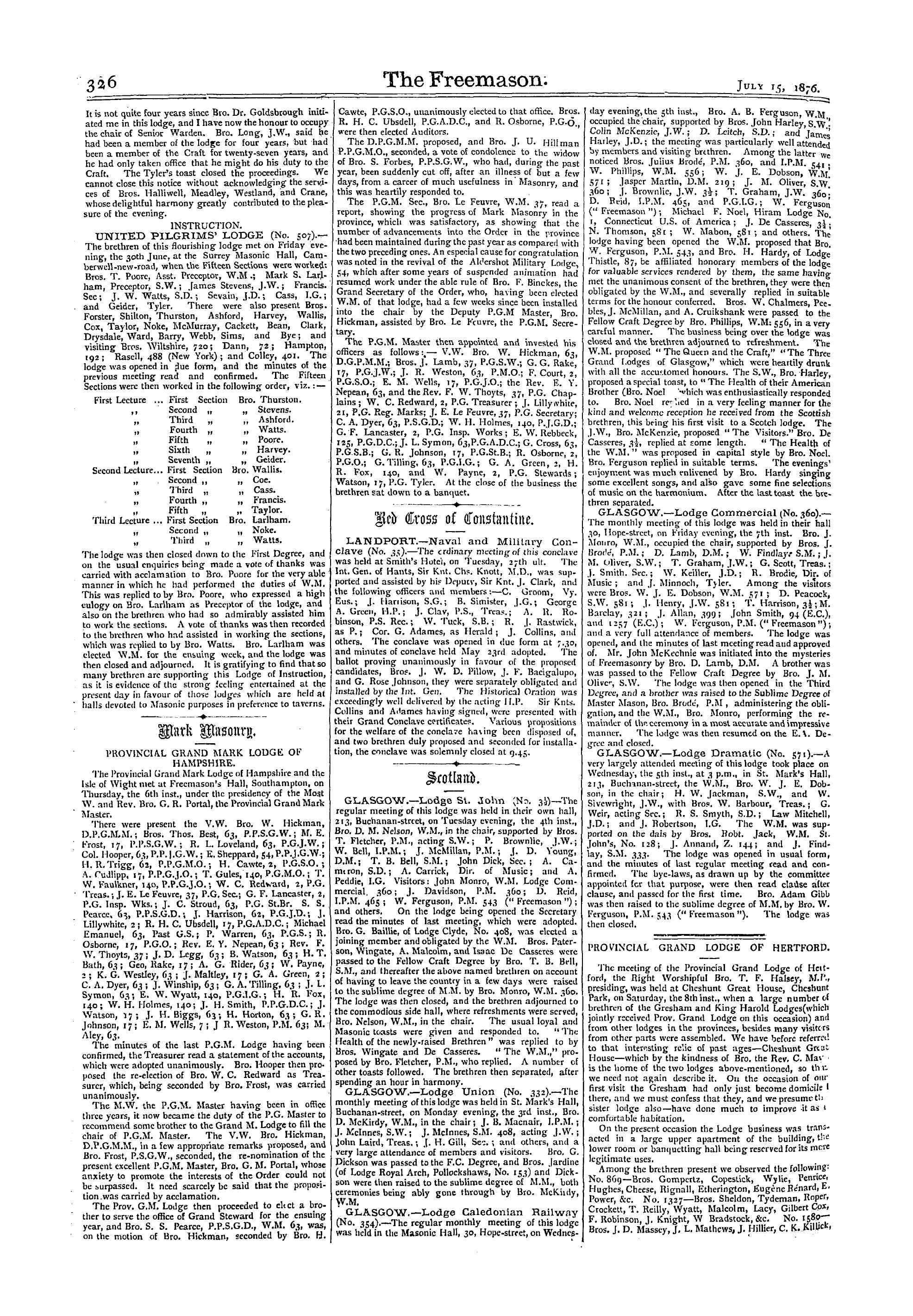 The Freemason: 1876-07-15 - Provincial Grand Lodge Of Hertford.