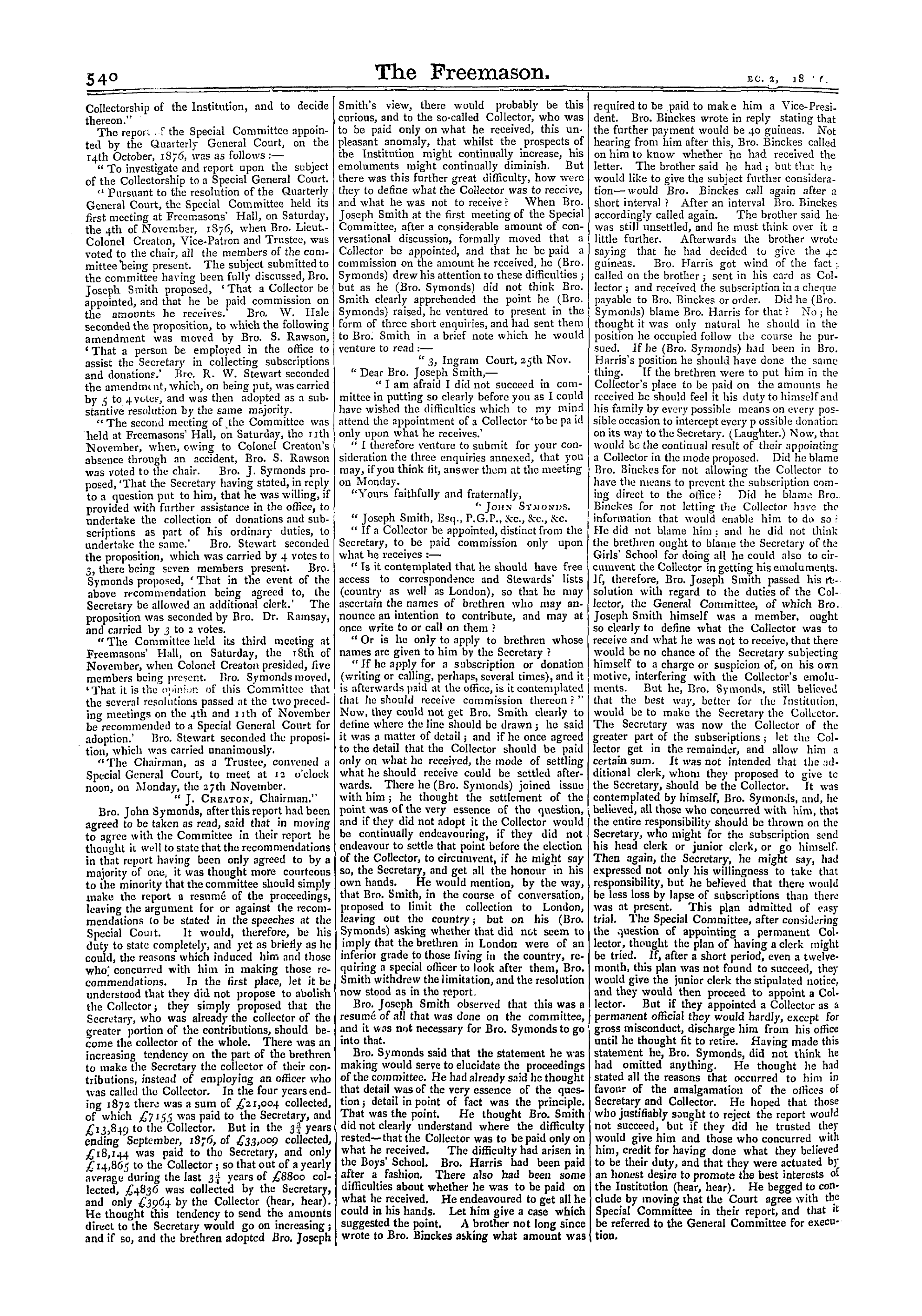 The Freemason: 1876-12-02 - Royal Masonic Institution For Girls.