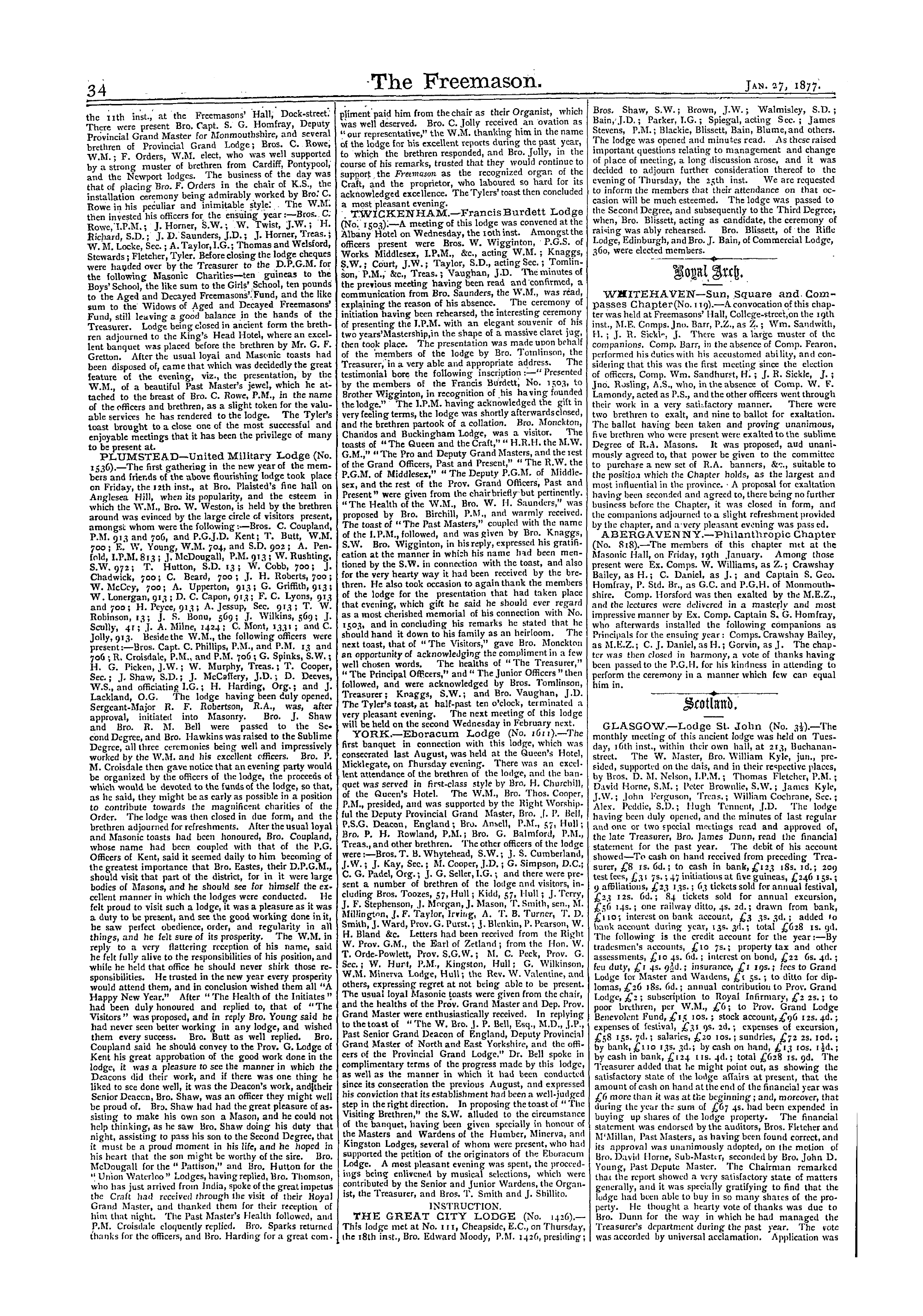 The Freemason: 1877-01-27 - Scotland.