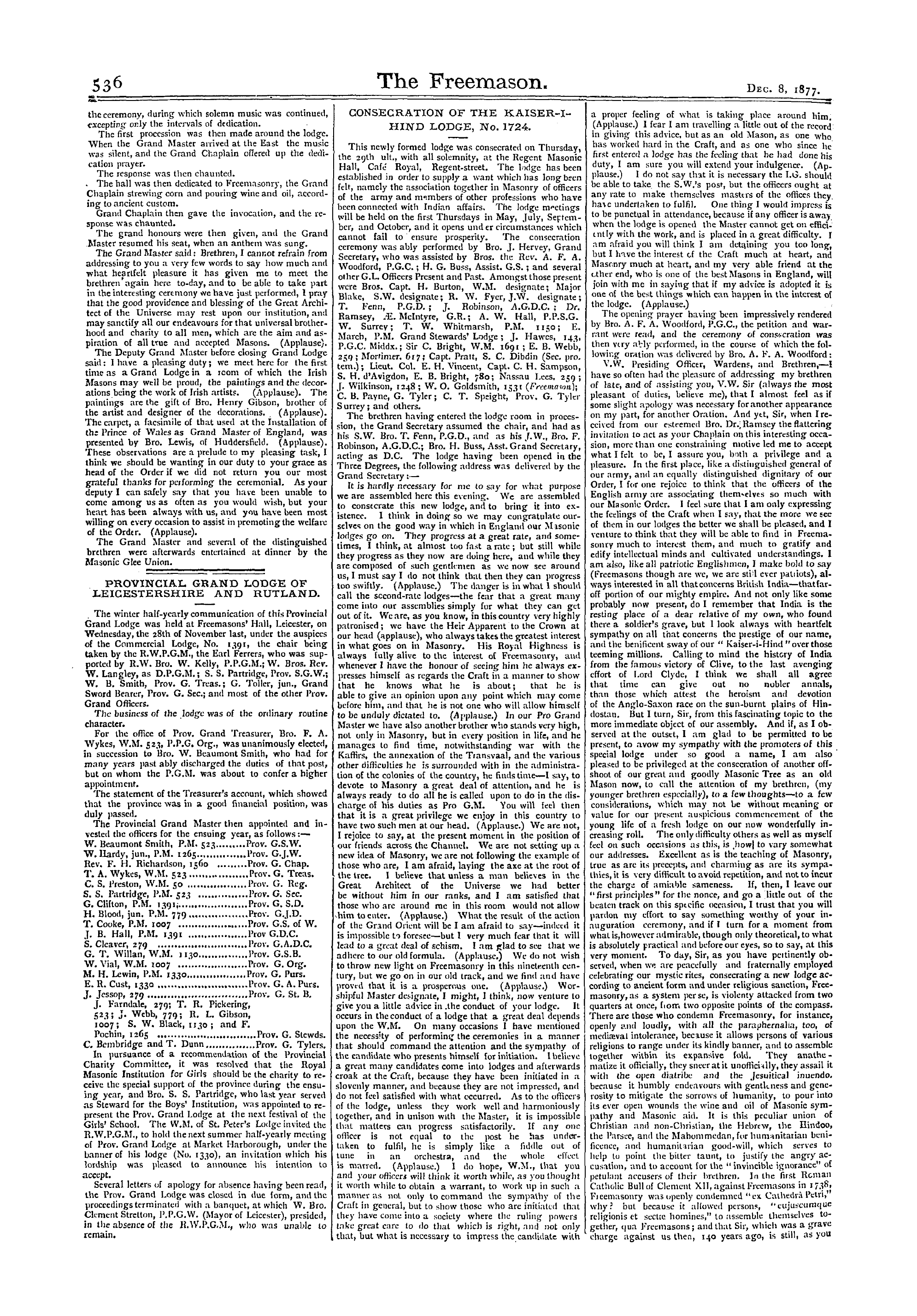 The Freemason Dec 8 1877 Page 10 Masonic Periodicals - 