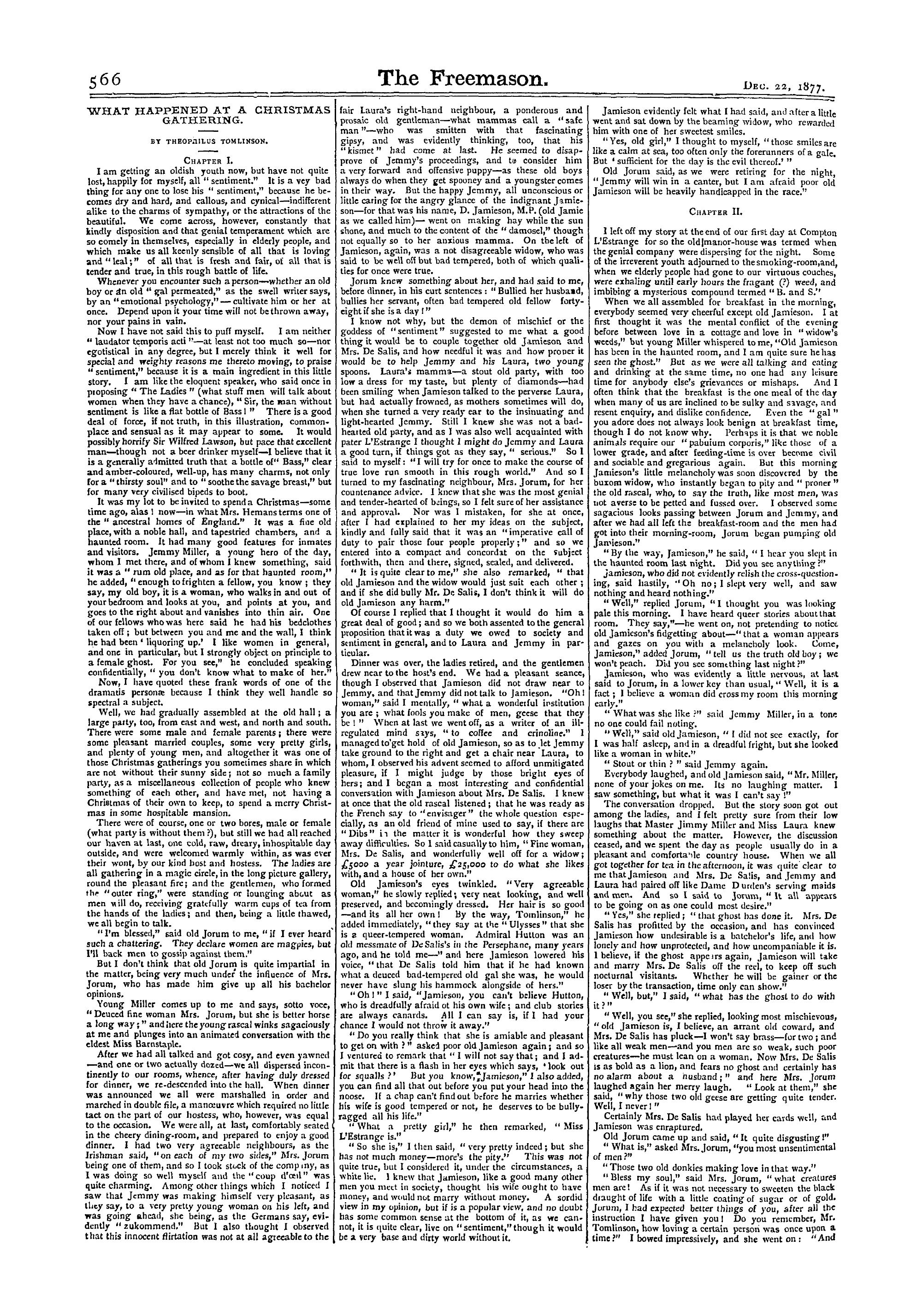 The Freemason: 1877-12-22 - What Happened At A Christmas Gathering.