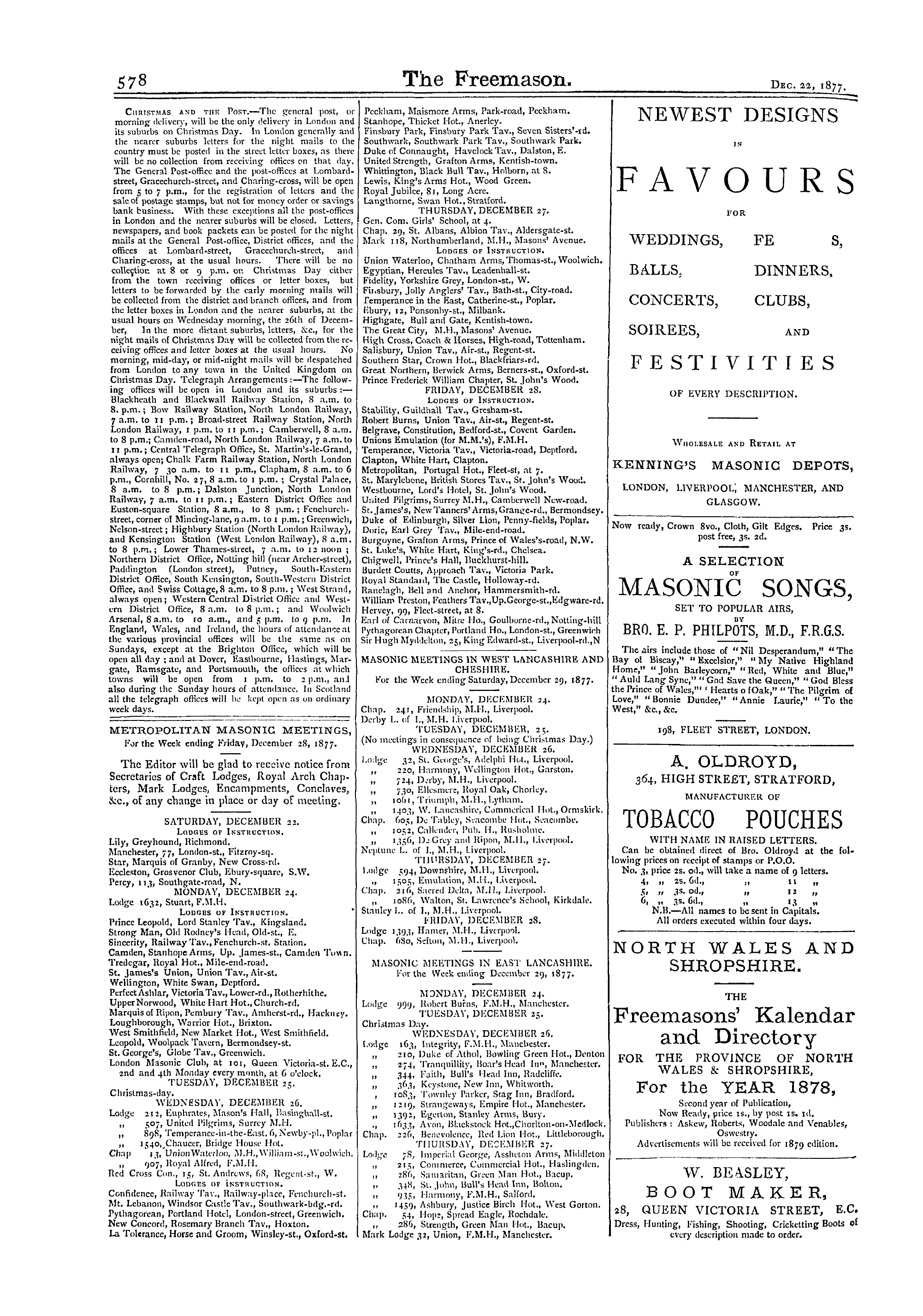 The Freemason: 1877-12-22 - Ad02404