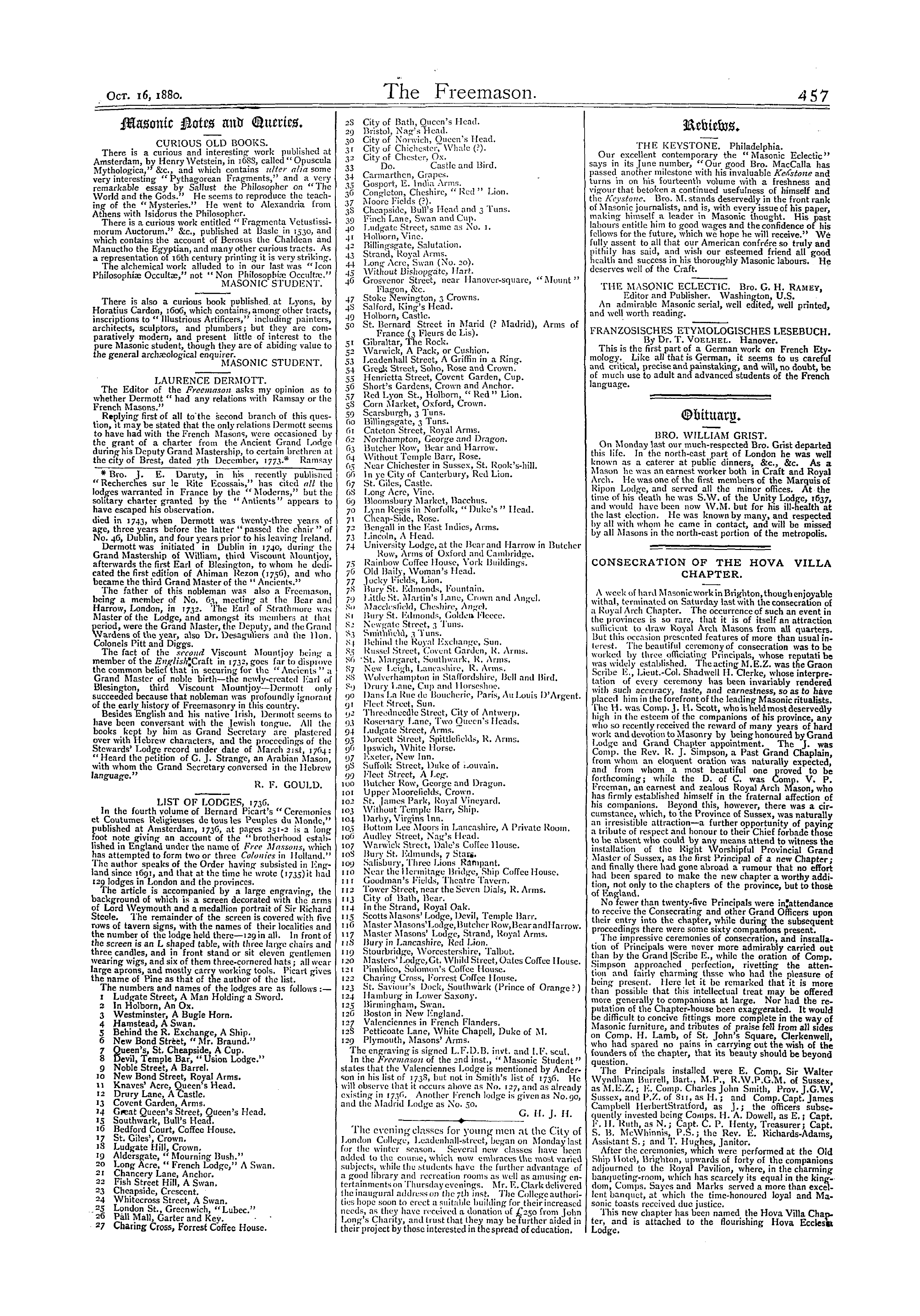 The Freemason: 1880-10-16 - Masonic Notes And Queries.