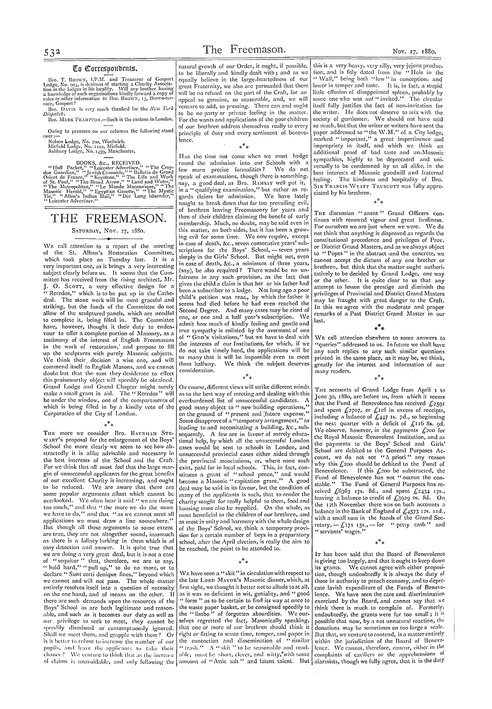 The Freemason: 1880-11-27: 8