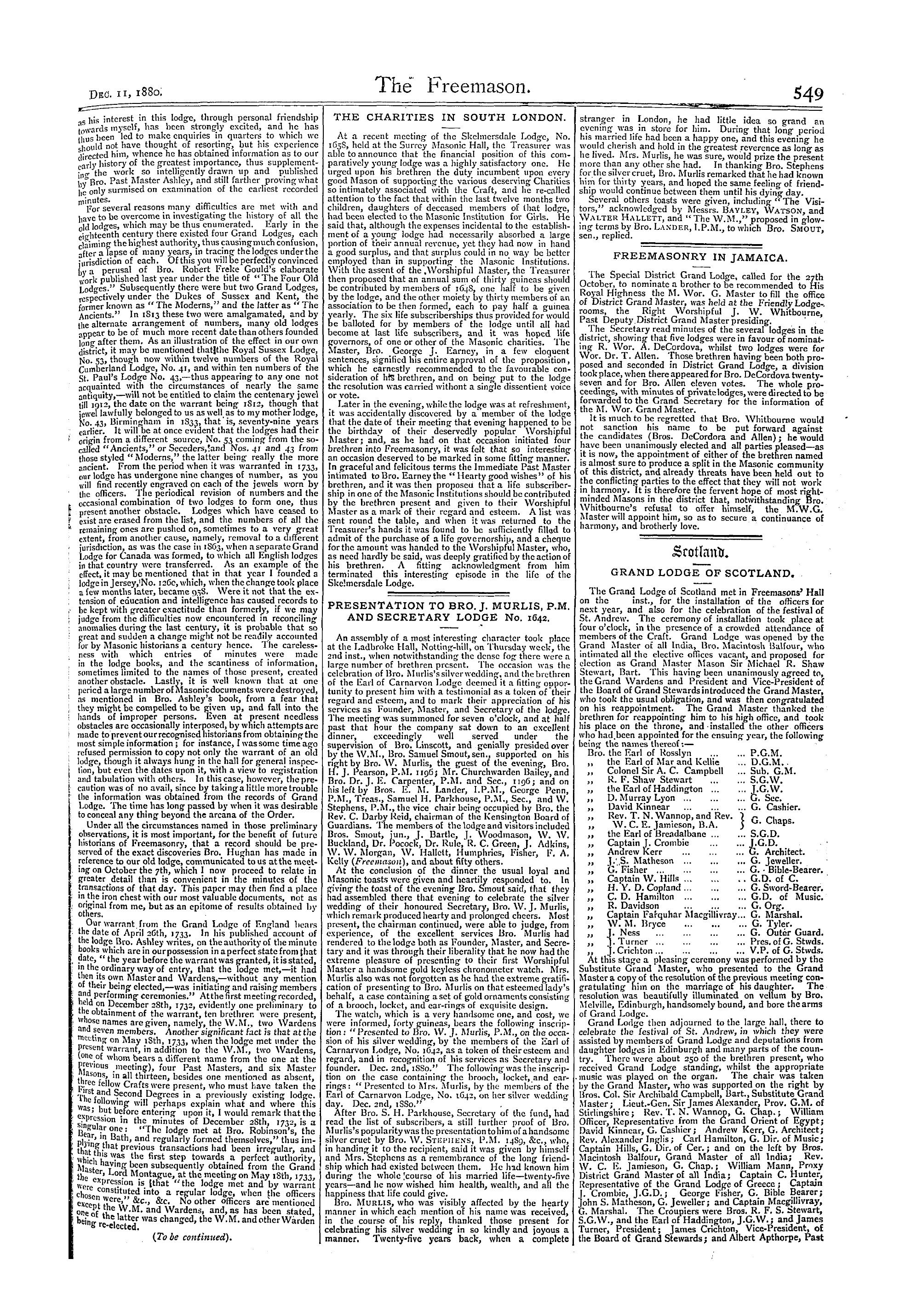 The Freemason: 1880-12-11 - The Royal Cumberland Lodge, No. 4 1.