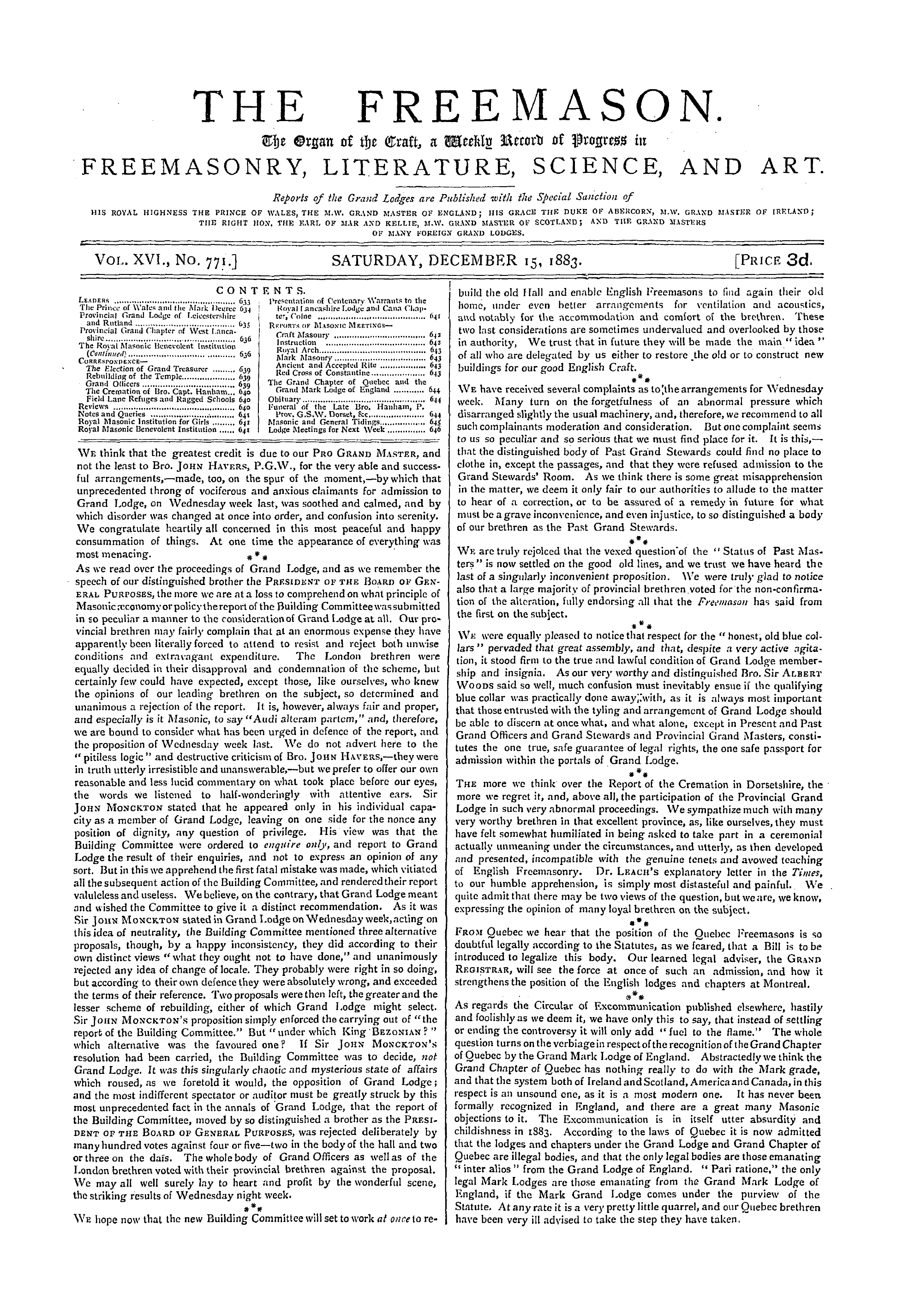 The Freemason: 1883-12-15: 1