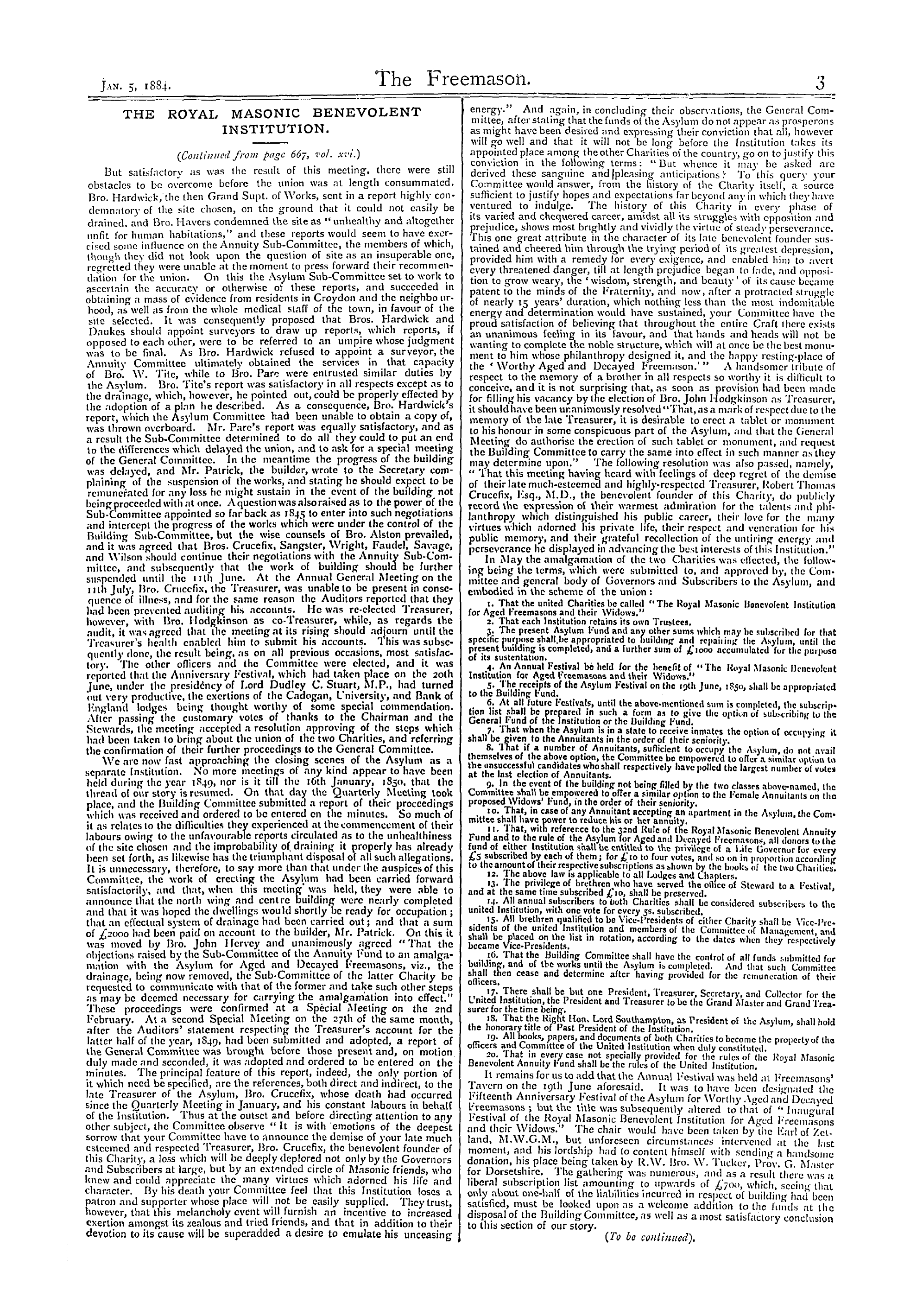 The Freemason: 1884-01-05 - The Royal Masonic Benevolent Institution.