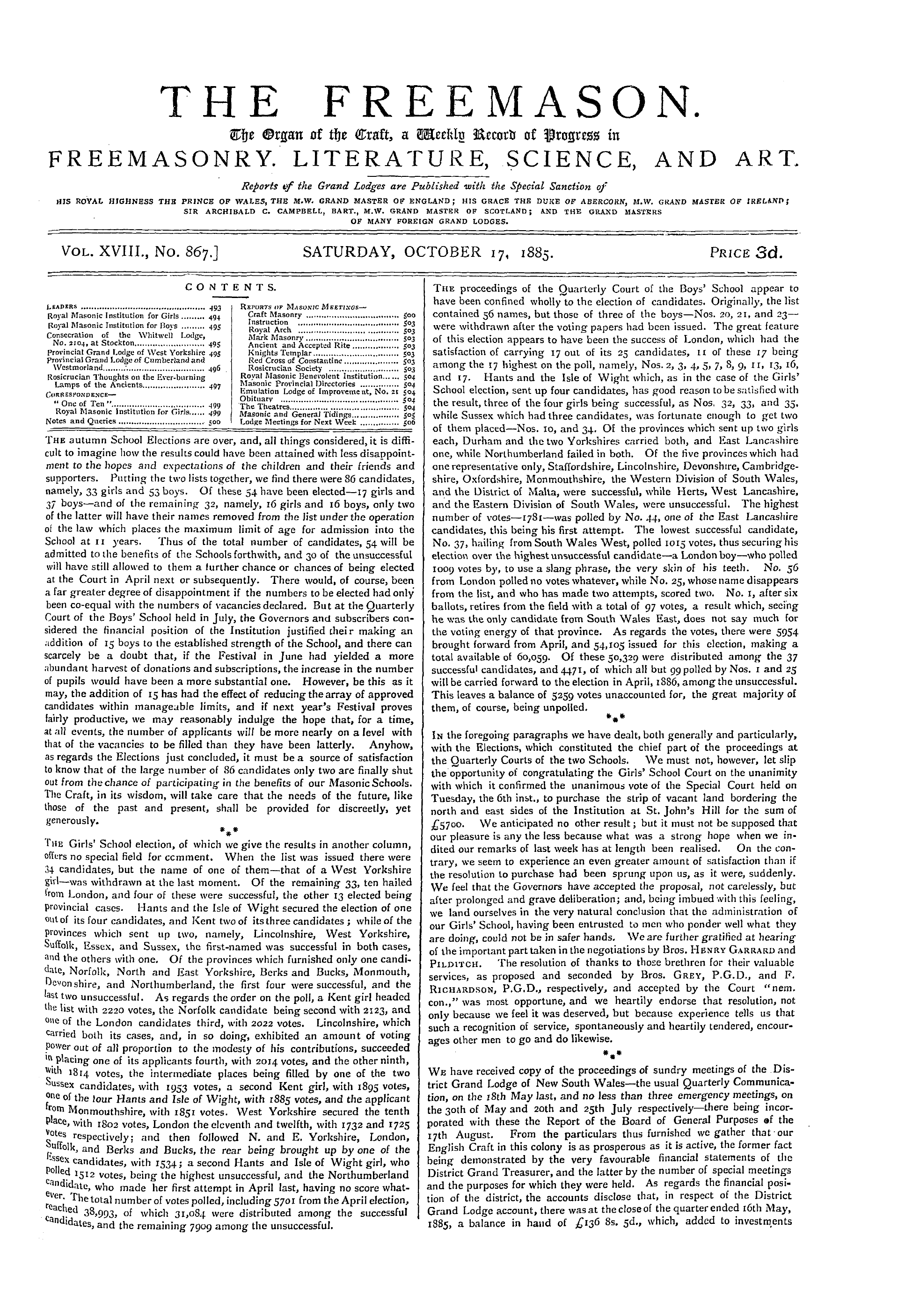 The Freemason: 1885-10-17: 1