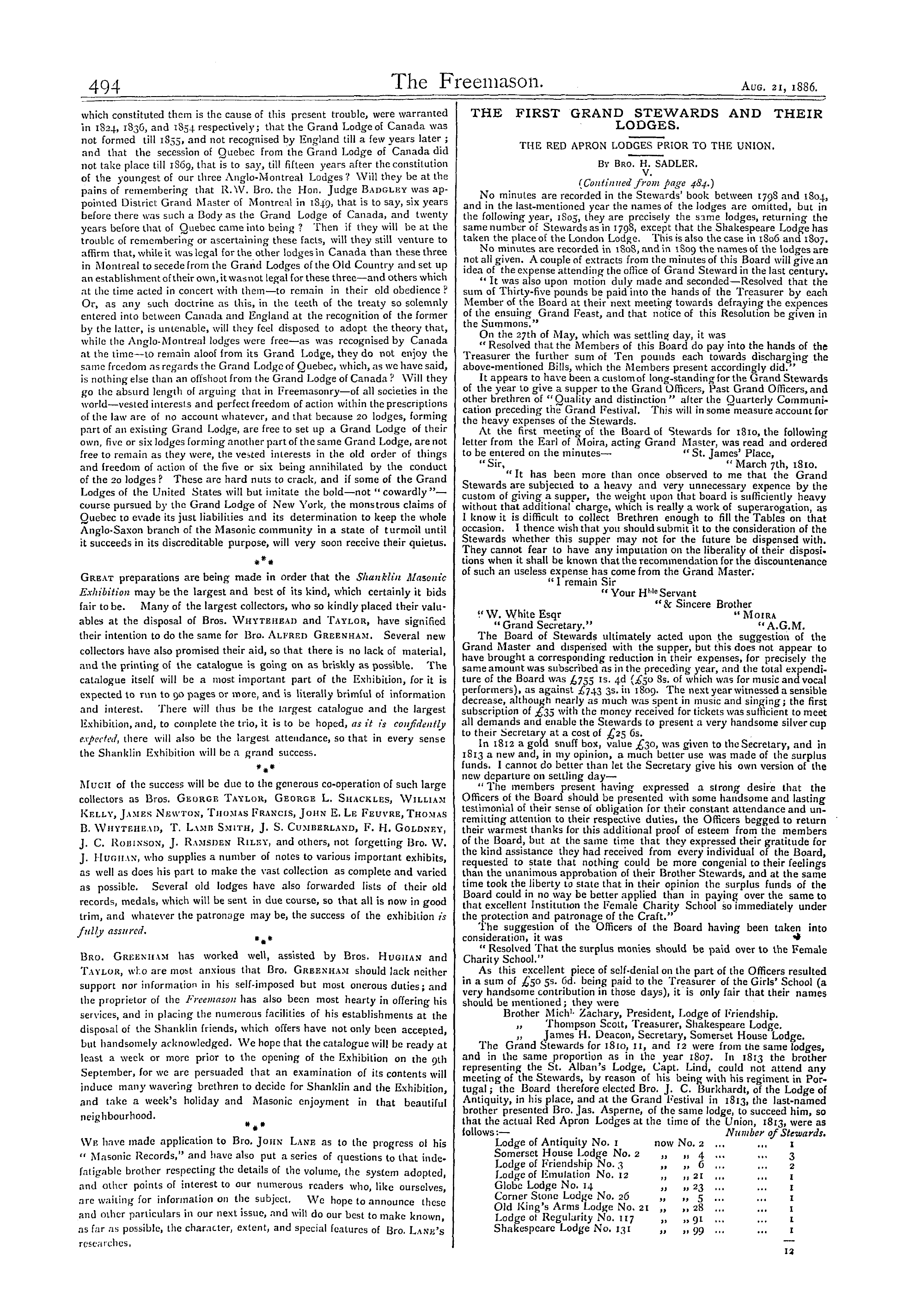 The Freemason: 1886-08-21: 2
