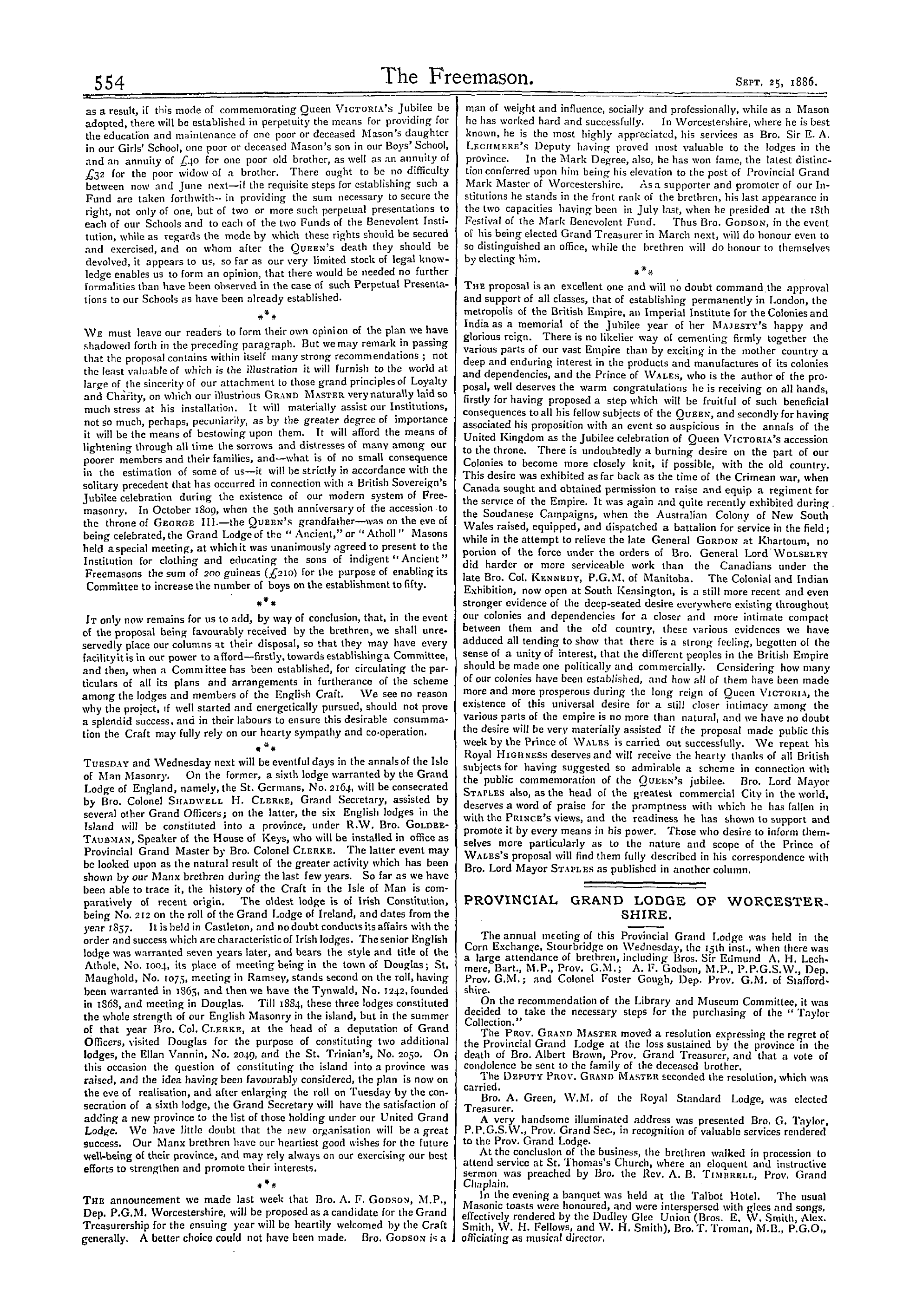 The Freemason: 1886-09-25: 2