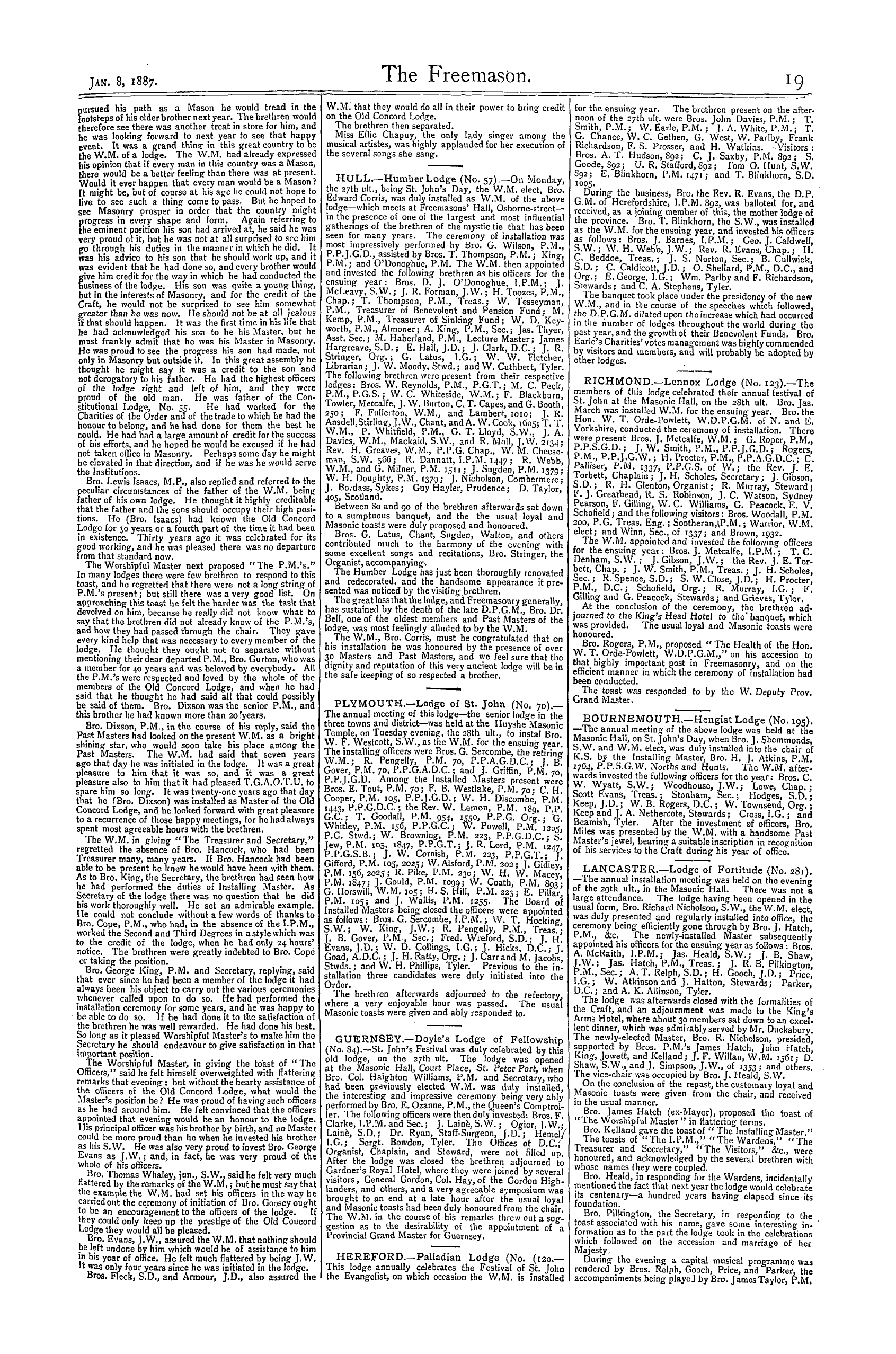 The Freemason: 1887-01-08 - Craft Masonry.