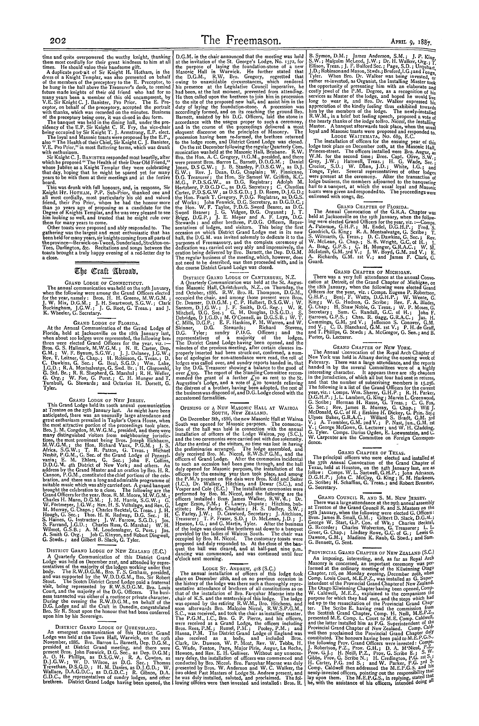 The Freemason: 1887-04-09 - Provincial Priory Of Northumberland, Durham, And Berwick-On-Tweed.