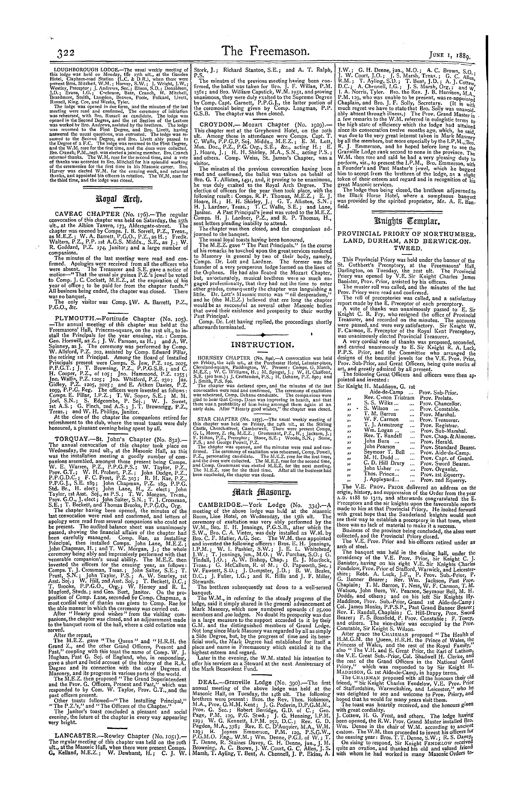 The Freemason: 1889-06-01 - Instruction.