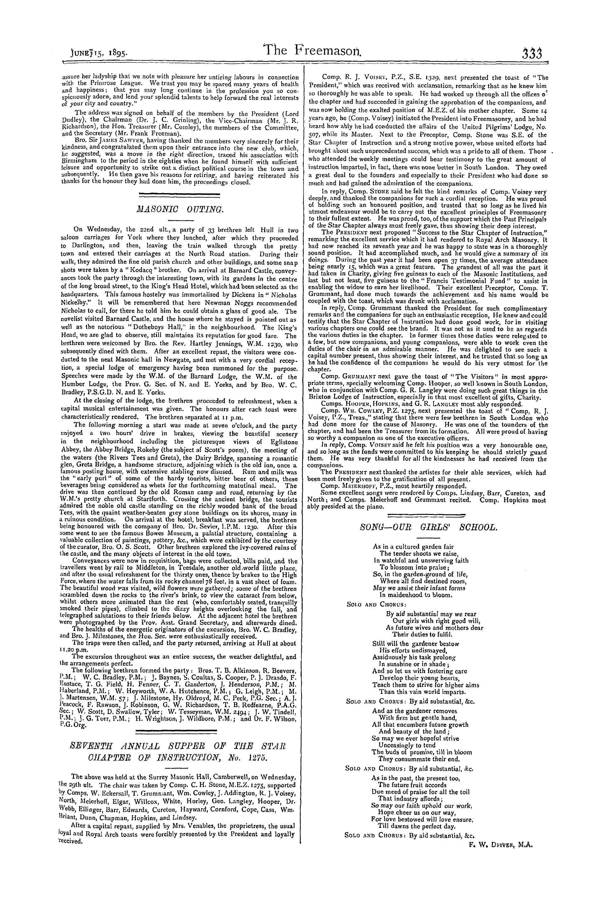 The Freemason: 1895-06-15 - Presentation To Bro. Sir James Sawyer.