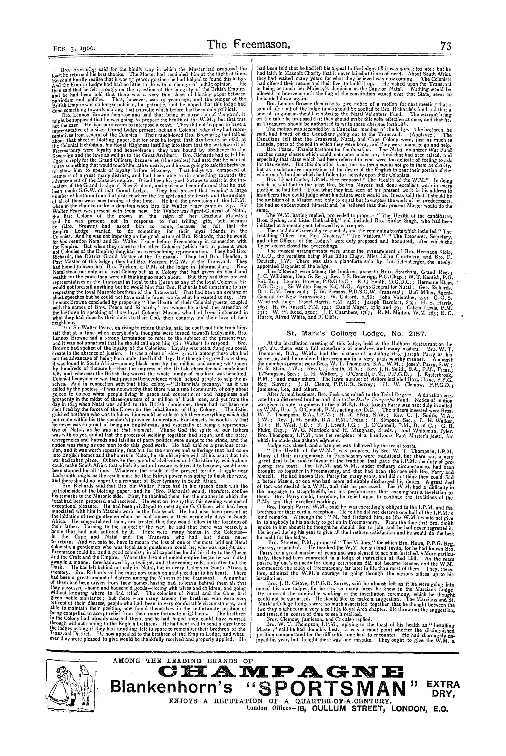 The Freemason: 1900-02-03 - Craft Masonry.