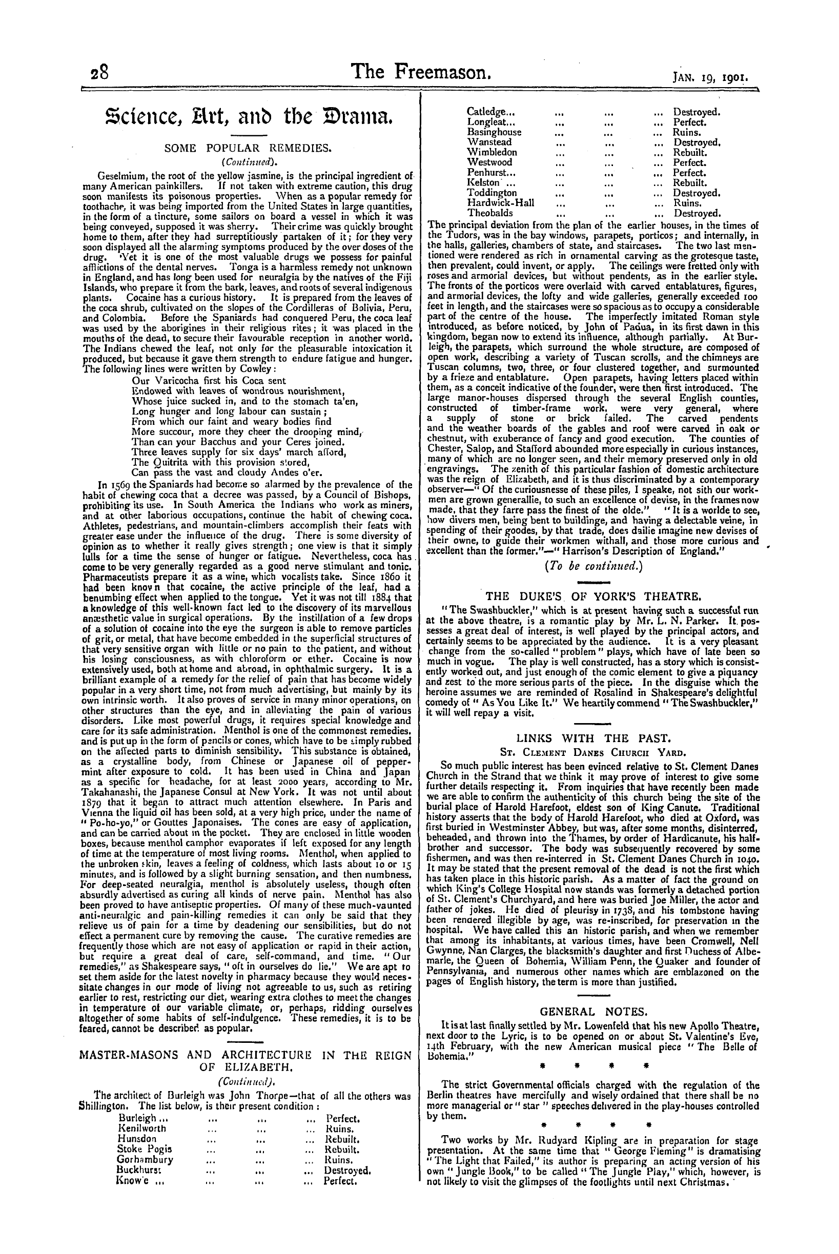 The Freemason: 1901-01-19 - Master-Masons And Architecture In The Reign Of Elizabeth.