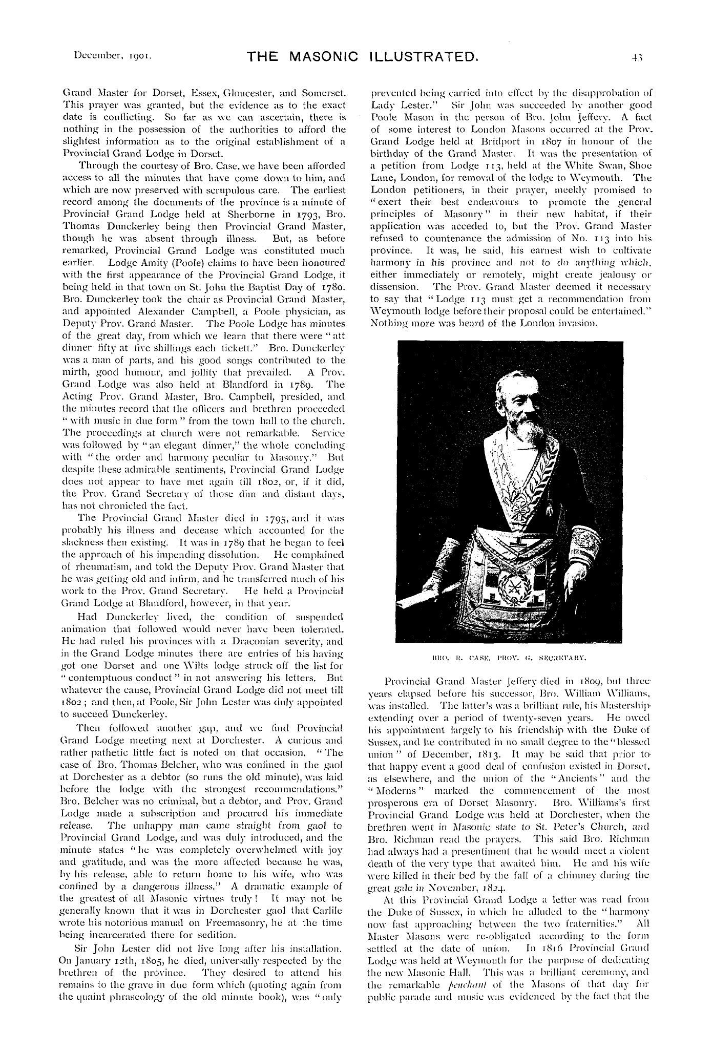 The Masonic Illustrated: 1901-12-01 - Freemasonry In Dorsetshire.——History Of The Province.