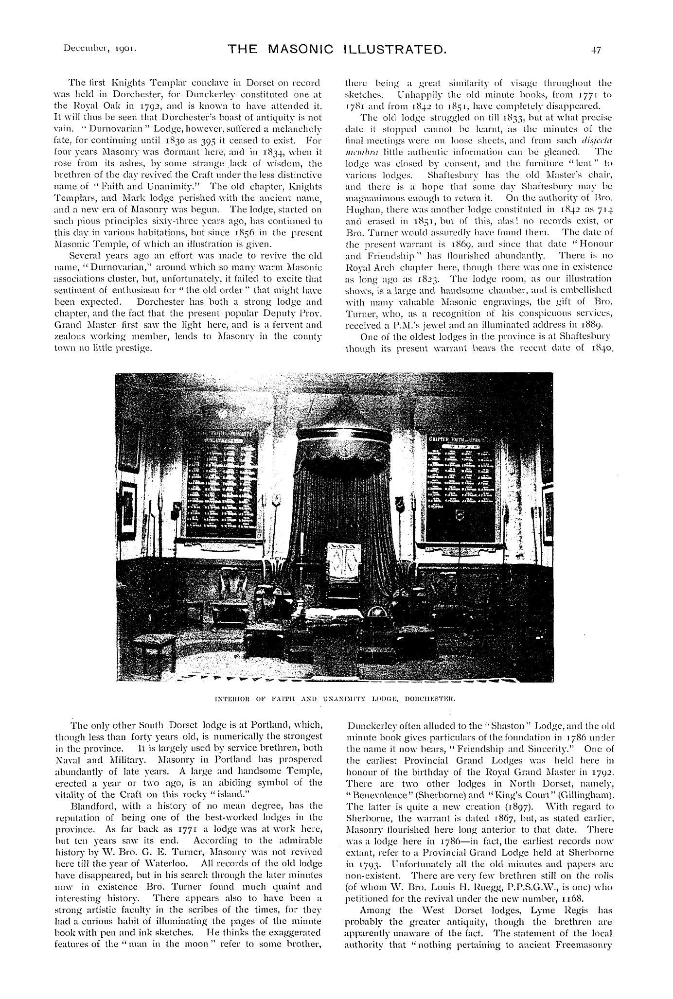 The Masonic Illustrated: 1901-12-01 - Freemasonry In Dorsetshire.——History Of The Province.