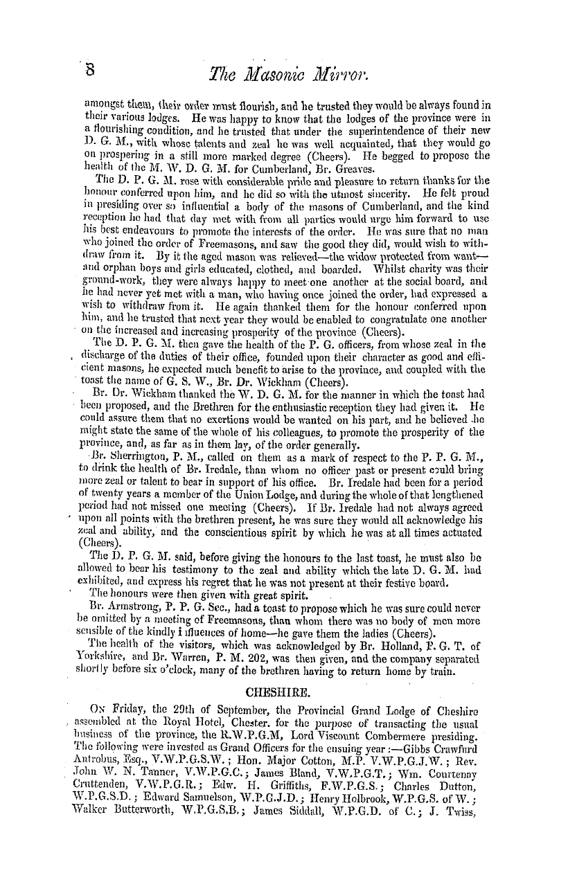 The Masonic Mirror: 1854-11-01 - Provincial Lodges.