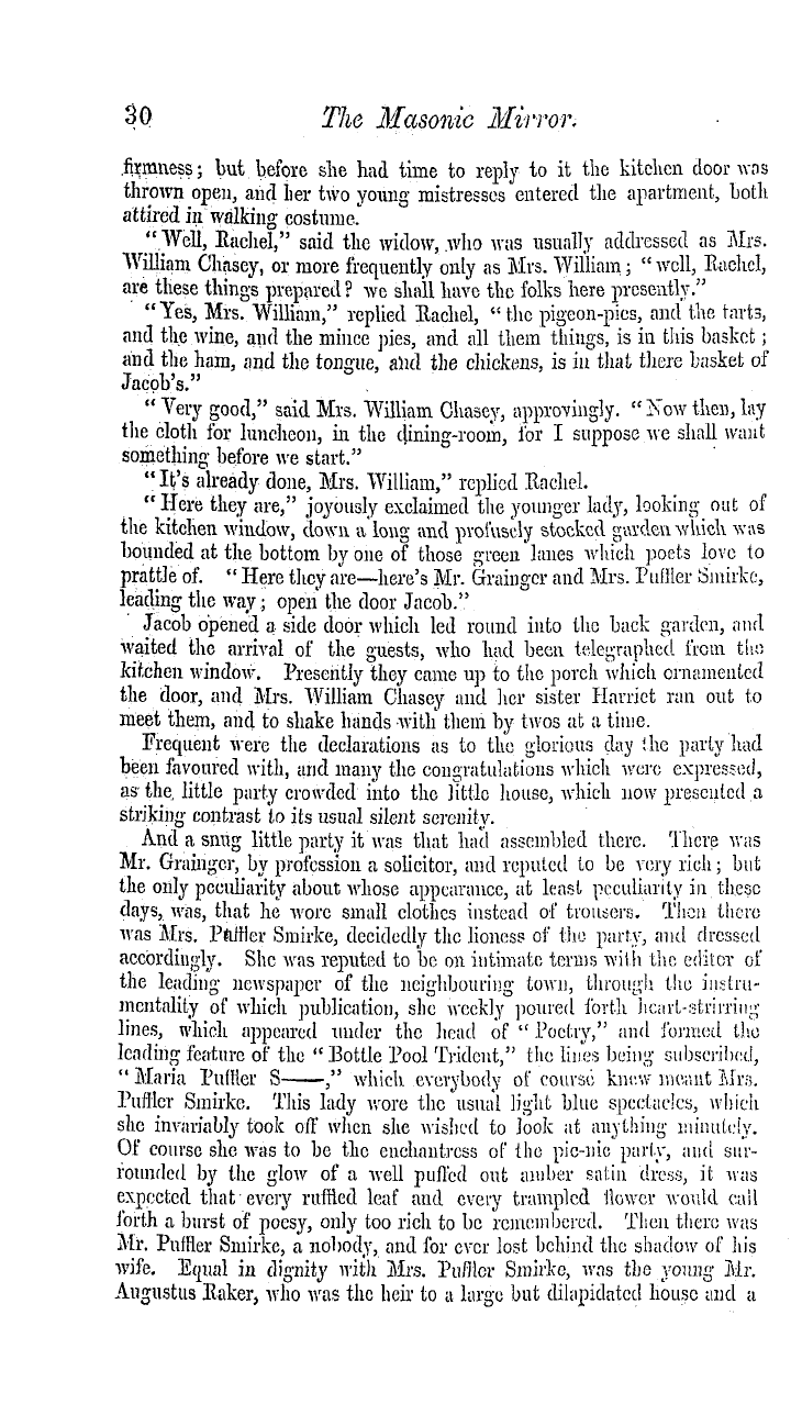 The Masonic Mirror: 1854-11-01 - The Heir Of Bendersleigh ; Or , The Freemason's Promise.