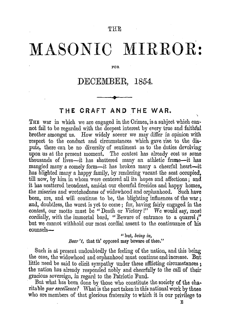 The Masonic Mirror: 1854-12-01 - The Masonic Mirror: