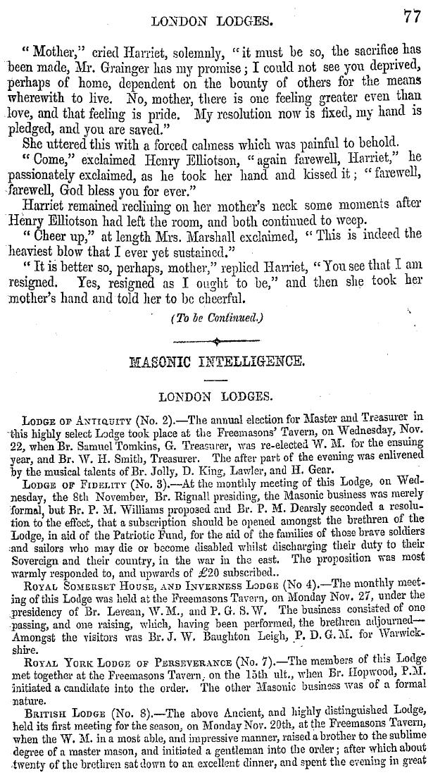 The Masonic Mirror: 1854-12-01 - The Heir Of Bendersleigh; Or, The Freemason's Promise.