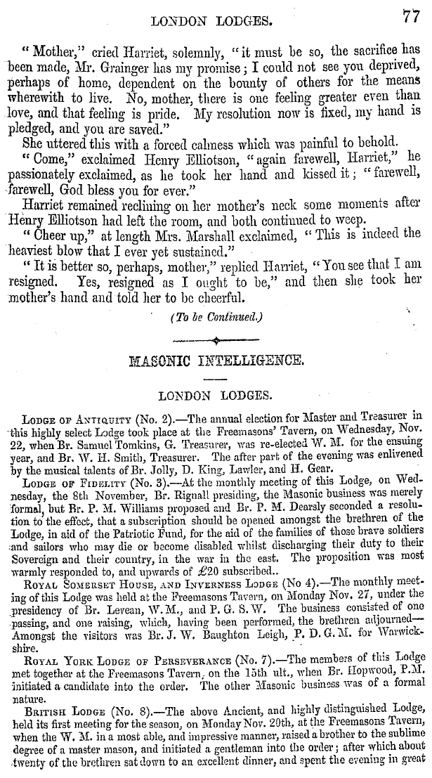 The Masonic Mirror: 1854-12-01 - Masonic Intelligence.